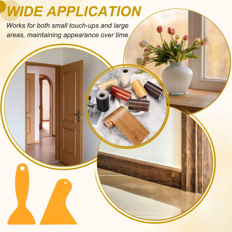 PATIKIL Wood Grain Repair Tape, 12" x 33' Self Adhesive Realistic Wood Tape with Scraper Durable Repair Patch for Furniture Floor Window Door Table DIY Home Decor, Cherry Wood 12"x33'