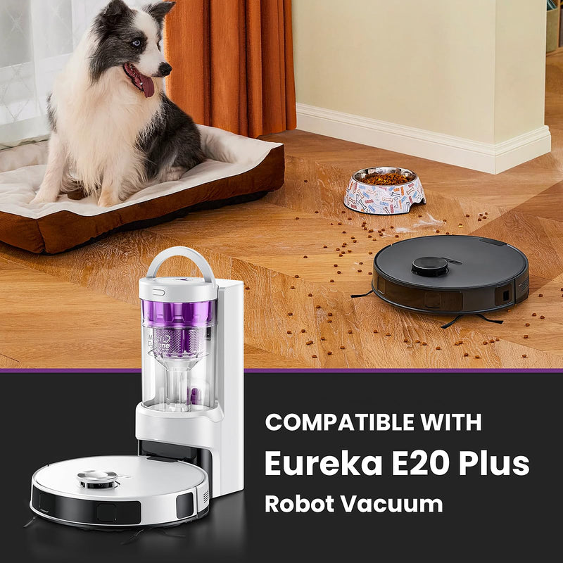 19 Packs Replacement Parts for Eureka E20 Plus Robot Vacuum Cleaner, 2 Rubber Brush, 8 Edge-Sweeping Brushes, 4 Hepa Filters, 4 Mop Pads, 1 Cleaning Brush Accessories Kit