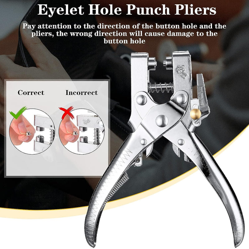 [Australia - AusPower] - Eyelet Hole Punch Pliers, 3/16 in(5mm) Eyelet Grommet Pliers Kit Metal Eyelets Kits with 100PCS Grommets Shoe Eyelets Grommet Sets for Leather Fabric Belt Clothes Decorative Repair 
