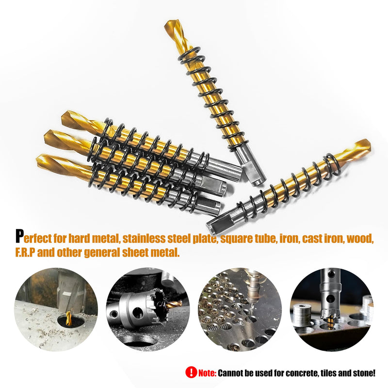 [Australia - AusPower] - ASNOMY 5 Pieces Titanium Coated Pilot Drill Hole Saw Centre Drill Bit for Metal Steel Iron Wood Plastic Pilotbohrer 