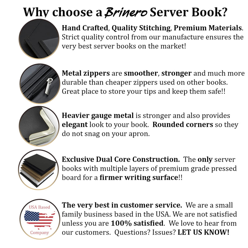 [Australia - AusPower] - Premium Server Book, Newly Improved Magnetic Bulk Pockets for 2022, 2 Pen Holders, Zipper Pocket, Firm Writing Surface Black Smooth 