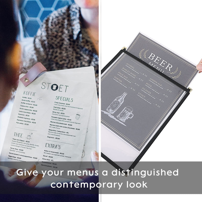 [Australia - AusPower] - MYFULLY 8.5 x 11 Inch Menu Covers | Pack of 10 Transparent Restaurant Menu Covers, American Style Menu Holders for Restaurants, Bars, Cafes, Food & Drink (8.5"x 11" (1 Page, 2 View)) 8.5"x 11" (1 Page, 2 View) 