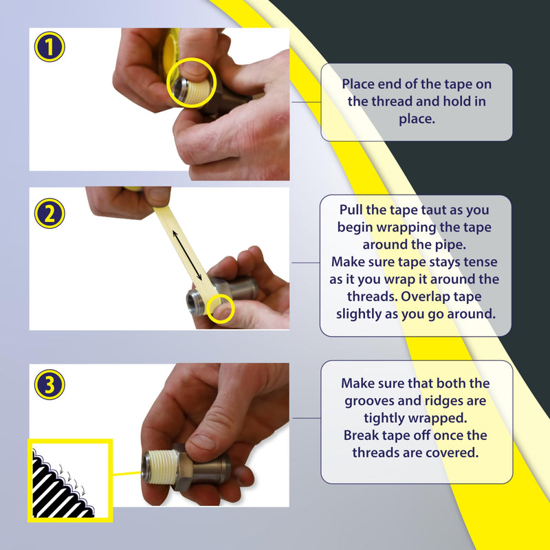 Gasoila Yellow PTFE Thread Seal Tape – Professional-Grade, 1/2 Inch x 520 Inch, High-Density Thread Tape for Gas Lines – Leak-Proof Seal, Non-Toxic 1/2 Inch x 520 Inch Roll- 1 Pack