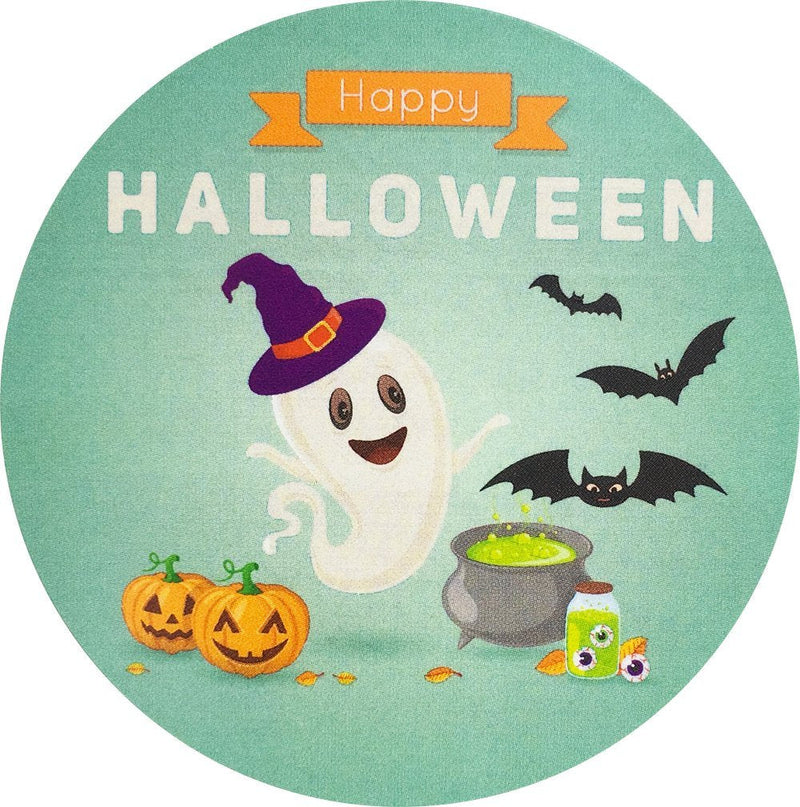 Happy Halloween Stickers 2.5 Inch Round Circle Dots 4 Different Designs 100 Total Adhesive Stickers