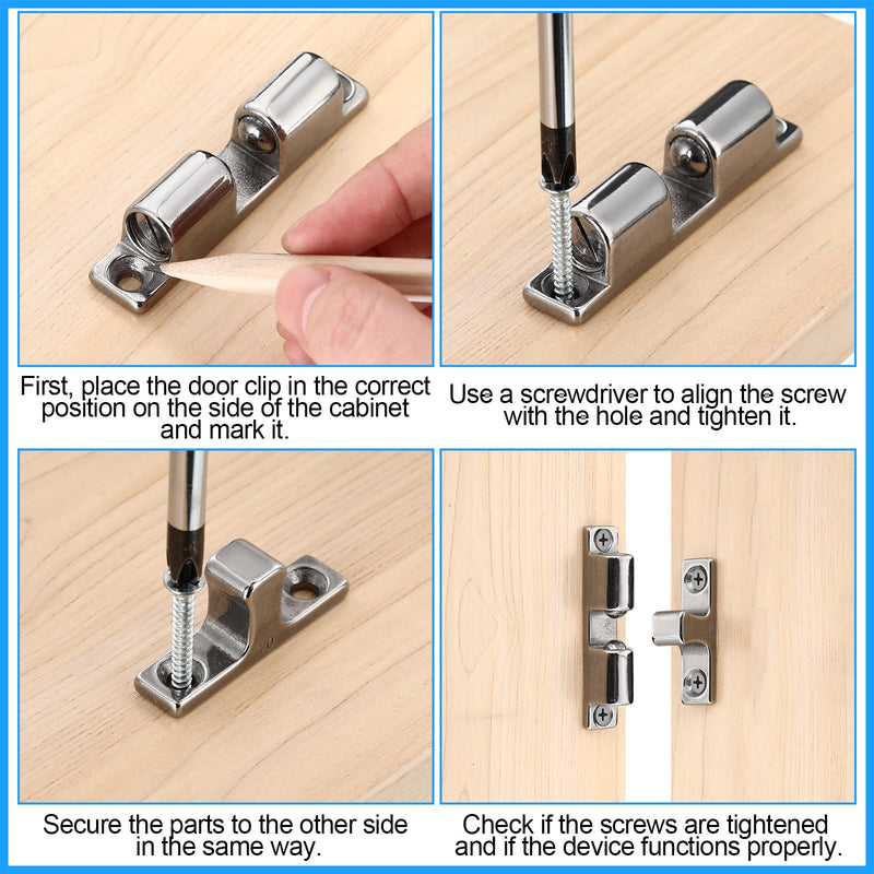 Frienda Marine Grade 316 Stainless Steel Cabinet Tension Catch 70 mm Double Ball Tension Roller Catch Latch for Ship Hardware, Deck Installation, Cabinet, Closet & Furniture Door Silver 2