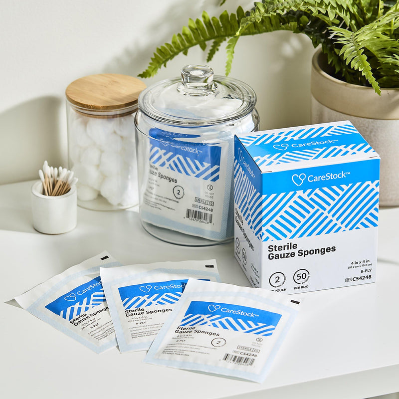 [Australia - AusPower] - Gauze Sponge 4x4 [100 Count] Sterile Gauze Pads, 8-Ply, Medical Grade Cotton Wound Dressing for First Aid Kit – 2 Per Pouch, 50 Packs 50 Count (Pack of 1) 