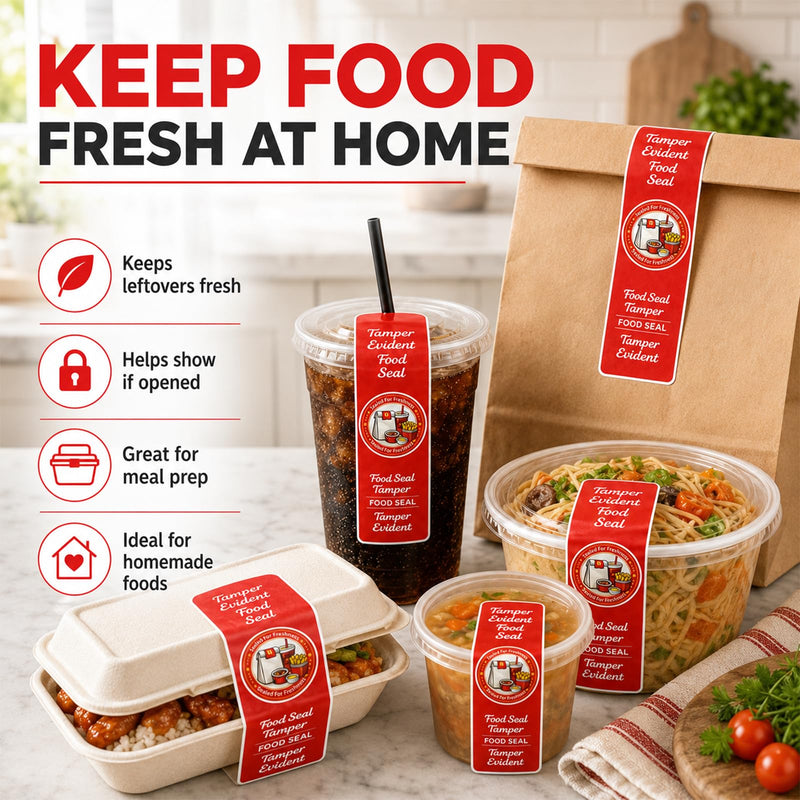 1000-Pack Tamper Proof Stickers, 1.5in x 6in Strong Adhesive Food Delivery Evident Stickers Sealed for Tamper Detection, Easily Use Labels Tapes for Boxes, Cups, Coffee, Envelopes, Documents Red 1000