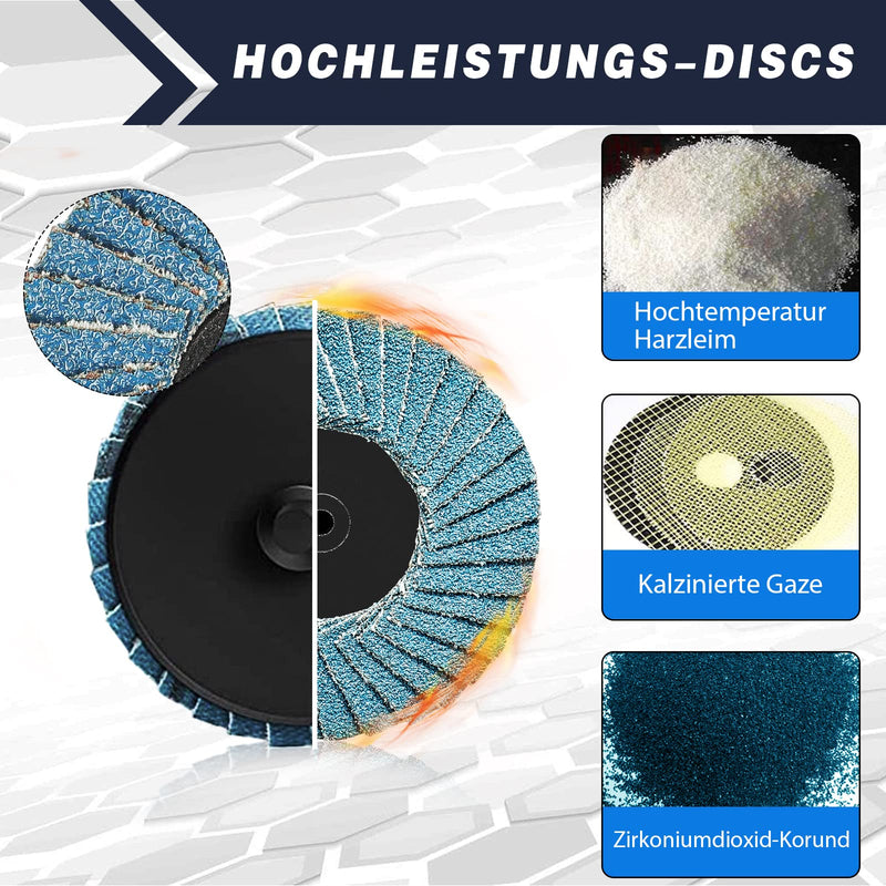 Flap Discs 50 mm Pack of 30 Sanding Discs Grit 40/60/80 | With 1/4 inch holder, for angle grinder, grinding polishing 30 pieces
