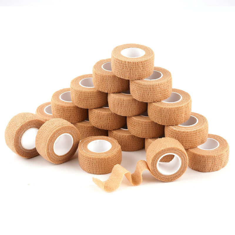 24 Pack Self Adherent Cohesive Wrap Bandages 1 Inches X 5 Yards,First Aid Tape, Elastic Self Adhesive Tape, Athletic, Sports wrap Tape, Bandage Wrap for Sports, Wrist, Skin Colour Athletic Tape 24 Count (Pack of 1)