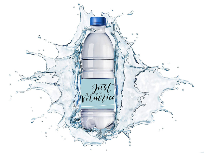 Just Married Water Bottle Labels 2 x 8 Inch 50 Total Stickers On A Roll