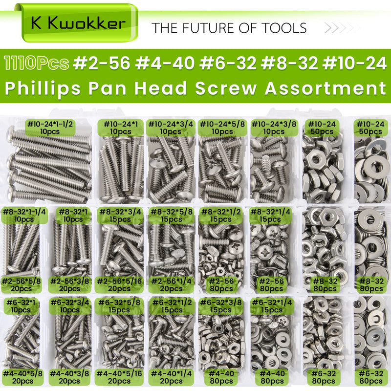 [Australia - AusPower] - #2-56#4-40#6-32#8-32#10-24 Phillips Pan Head Machine Screw Set + M2 M3 M4 M5 Hex Button Head Cap Screw Bolts and Nuts Kit 