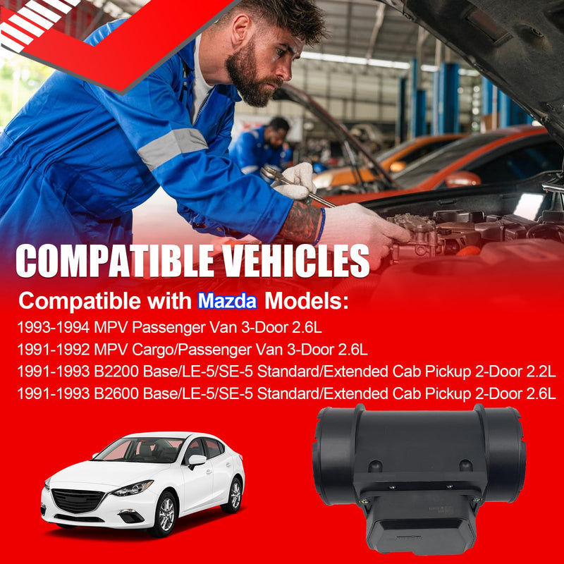 [Australia - AusPower] - SMMS E5T50371 Mass Air Flow Meter for Mazda B2200 B2600 MPV 1989-1994, Replaces OE: G60113215A, G60113215, New 