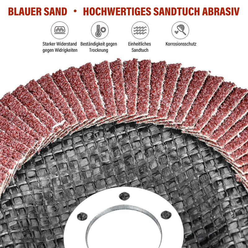 [Australia - AusPower] - HATANSE Pack of 10 Flap Discs Diameter 125 mm x 22 mm Grain 80 Sanding Discs Sanding Mop Disc Slat Discs for Angle Grinder Polishing Machine 125 mm, 10 pieces, grain 80 