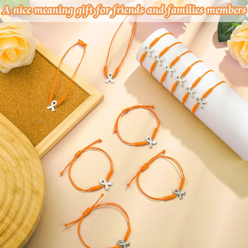 Sasylvia 20/50/100/150 Pcs Leukemia Awareness Bracelets Orange Ribbon Bracelets Leukemia Lymphoma Cerebral Cancer Awareness Support Wristbands for Women Man Social Charity Welfare Event 100