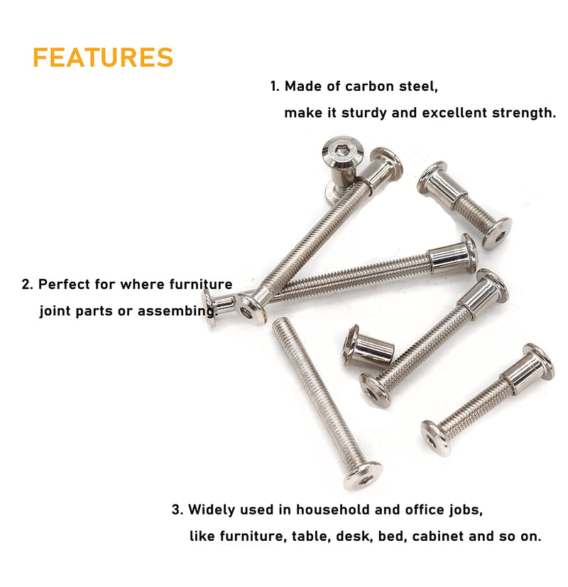 [Australia - AusPower] - binifiMux 10-Pack M6-1.0 x 35mm Rivet Countersunk Hex Head Socket Cap Bolt and Barrel Nut for Furniture M6 x 35mm 10-Pack 