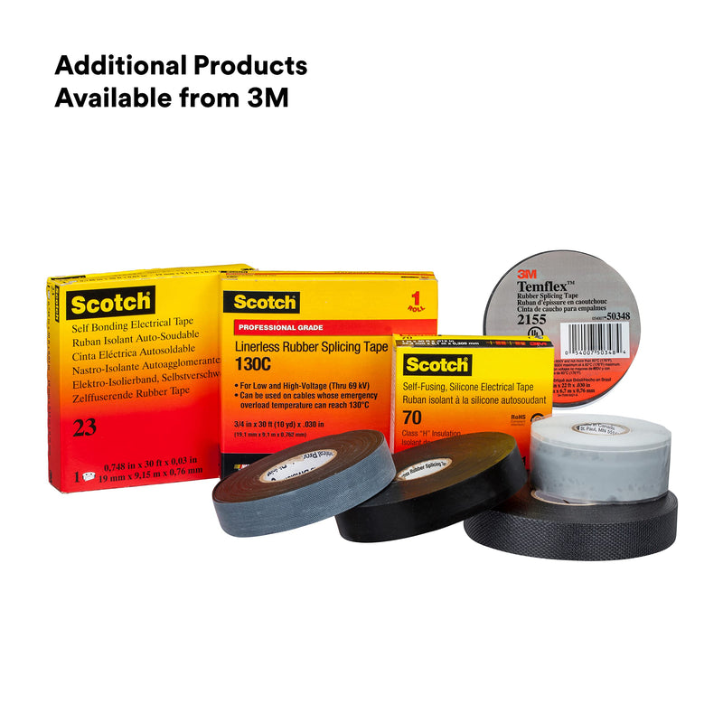3M Scotch Self-Fusing Silicone Rubber Electrical Tape 70, High-Temperature Arc, Track-Resistant, Easy-Strip Liner, 7 mil, 1 in x 30 ft, Sky Blue/Gray Color, 1 Roll