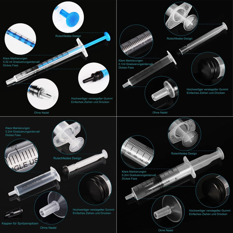 [Australia - AusPower] - 20 Pieces 1 ml / 3 ml / 5 ml / 10 ml Syringe Set - Reusable Syringes Sterile Individually Packed Plastic Syringe with Lid for Colostrum Collectors and Dosing Syringe (1 ml / 3 ml / 5 ml / 10 ml 