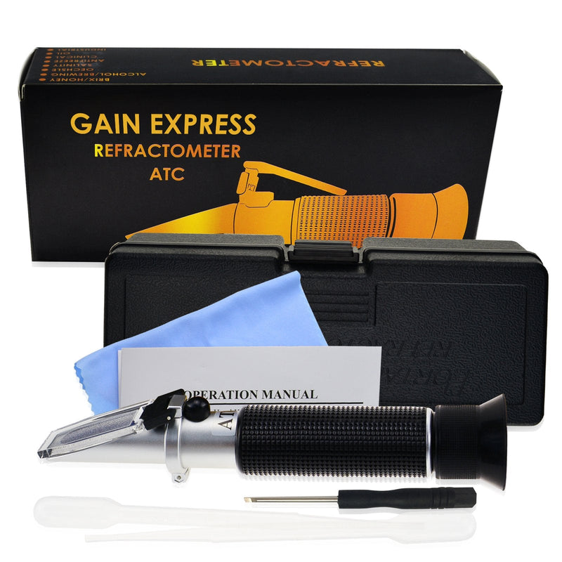 [Australia - AusPower] - Tri-Scale Refractometer ATC Brix 0-10%/ Salinity 0-100PPT/ Specific Gravity 1.000-1.070, for Saltwater Brackish Marine Reef Tank Salt Sea Water Hydroponic Aquarium Control Monitoring 