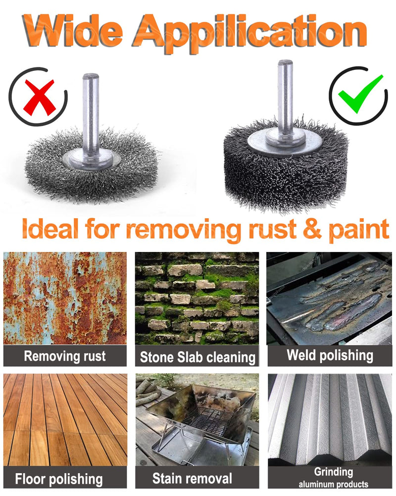 [Australia - AusPower] - 2 Pack Wire Wheel Brush Wire Wheel Brush for Drill Attachment, Rocaris 2 Inch Heavy Duty Wire Brushes Removal Paint Rust & Corrosion, 0.0118" Carbon Steel Wire, 1/4in Shank, 20000RPM 