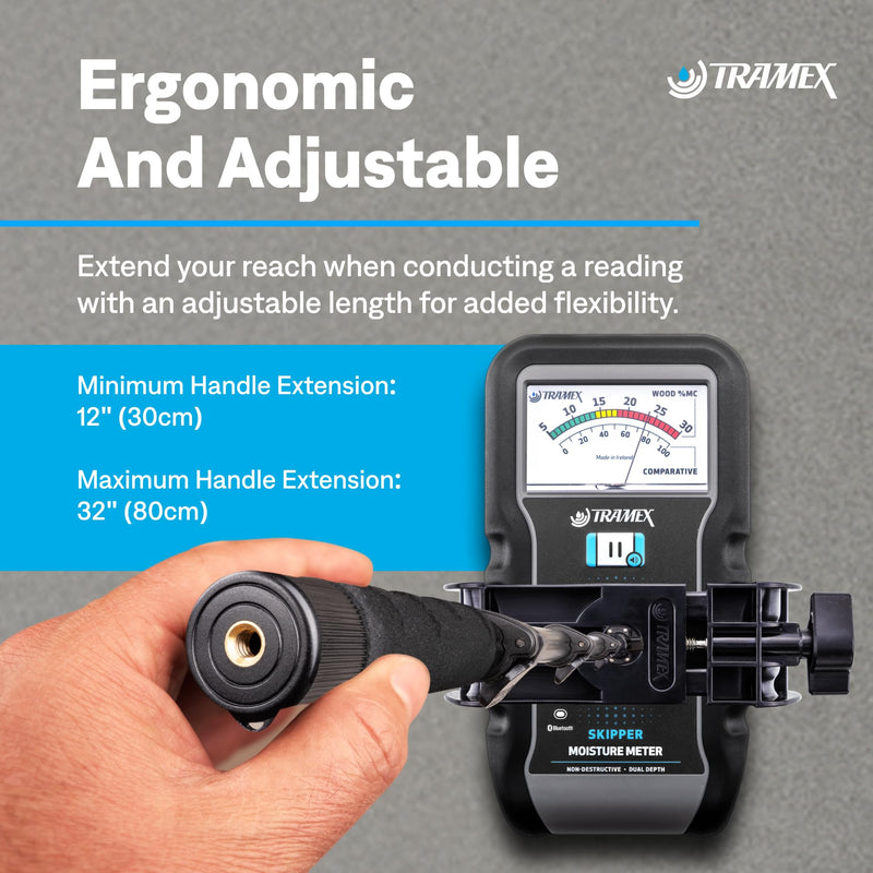 [Australia - AusPower] - Tramex Extension Handle & Clamp for the 5-Series Moisture Encounters | Use with Our MEX5, ME5, CMEX5, CME5 & Skipper 5 Wood, Drywall, Concrete & Marine Meters Only | Adjustable Tool for Measurement 
