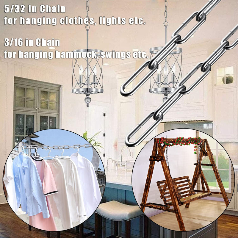 [Australia - AusPower] - Stainless Steel Chain, Lsqurel 6.5ft 13ft Metal Chain Link Chain Small 5/64in Light Duty Chain Utility Chain Jack Chain for Home Outdoor Camping Hanging etc (5/64in-6.5ft) 5/64in-6.5ft 