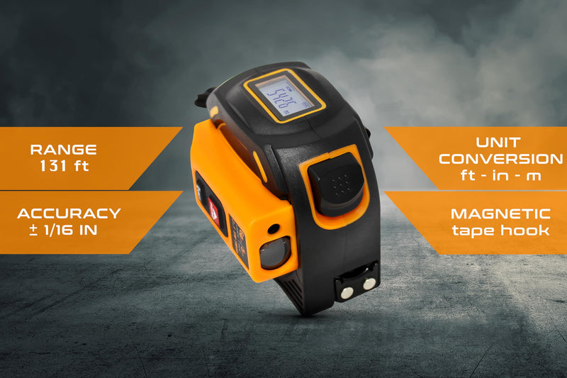 [Australia - AusPower] - IDARA 2 in 1 Digital Tape Measure with Laser, 131 Ft/40 m Laser Tool & 16 Ft/5 m Measuring Tape Retractable, Measurement for Carpentry/Construction, Ft/in/M/mm Laser Tape Measure 