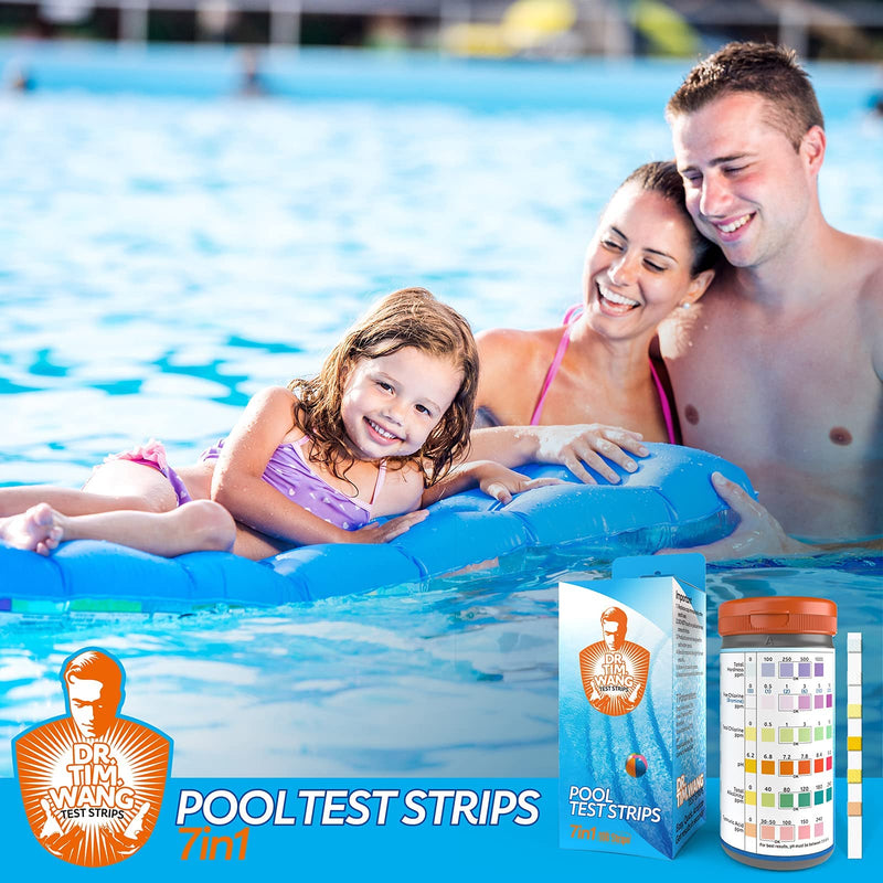 [Australia - AusPower] - Pool and Hot Tub Test Strips - Medical-Grade Precision 7-1 Pool Test Kit - Testing pH, Free Chlorine(Bromine), Total Alkalinity & Cyanuric Acid & More - Pool Water Test Kit 7 IN 1 Pool Test Strips 