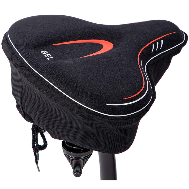 YBEKI Wide Gel Bike Seat Cover for Peloton/Spin Bikes - 2cm Cooling Gel & Memory Foam Cushion | Non-Slip Base & Airflow Vents | Fits 8.5-10" Wide Saddles (YOSUDA/Echelon/Schwinn Compatible) red