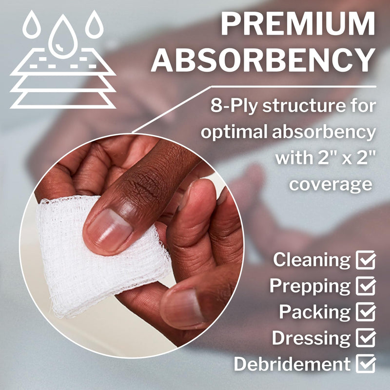 [Australia - AusPower] - Gauze Sponge 2x2 [100 Count] Sterile Gauze Pads, 8-Ply, Medical Grade Cotton Wound Dressing for First Aid Kit – 2 Per Pouch, 50 Packs 50 Count (Pack of 1) 