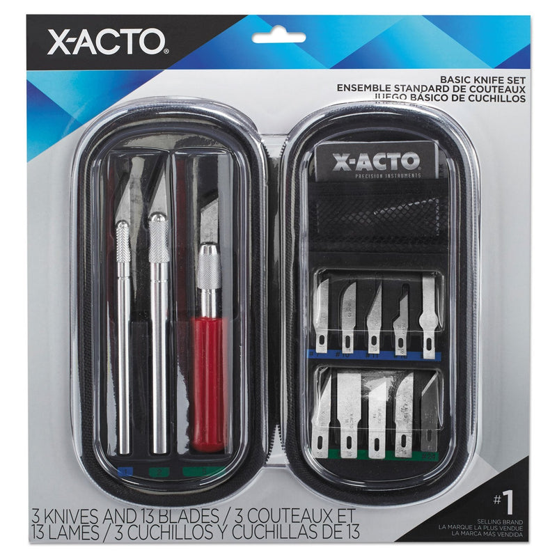 [Australia - AusPower] - X-ACTO Compression Basic Knife Set 3 Knives 13 Blades Soft Carry Case 17 Count Art Knives 