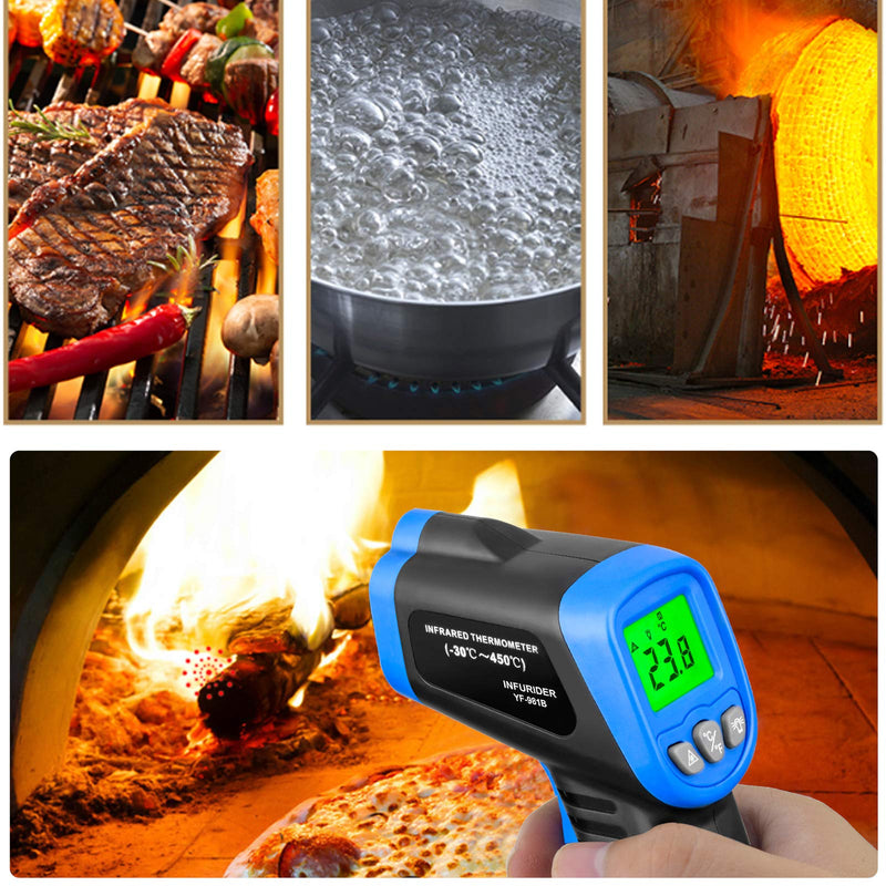 [Australia - AusPower] - Infrared Thermometer Gun, INFURIDER Temperature Gun Measures Temp from -58℉ to 842℉ with Backlit Display, Laser Thermometer Gun, Meat Thermometer, Pizza Oven Accessories, Digital Infrared Thermometer 981B 