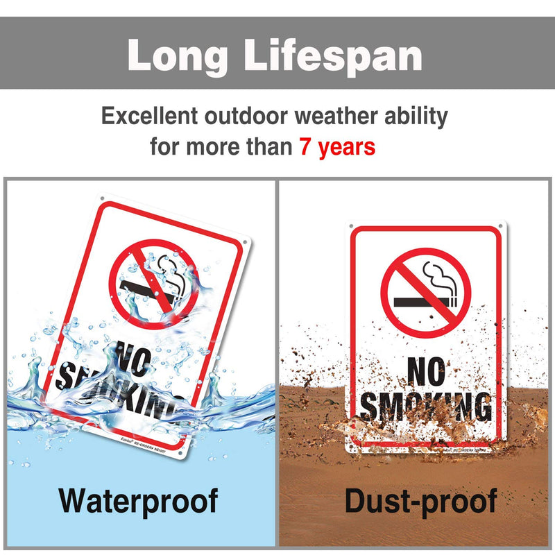 [Australia - AusPower] - No Smoking Sign,3 Pack No Smoking Metal Reflective Signs - 10 x 7 Inches .040 Rust Free Heavy Duty Aluminum sign - UV Printed with Professional Graphics - Easy to Mount - Indoor & Outdoor use 