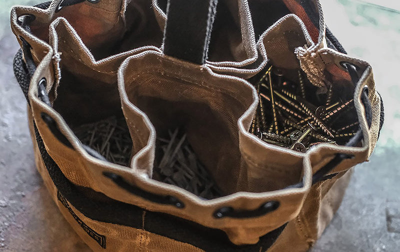 Readywares Parachute Nail Pouch, Parachute Bag for Nails, Screws, and Supplies, Heavy Duty Waxed Canvas Organizer Bag