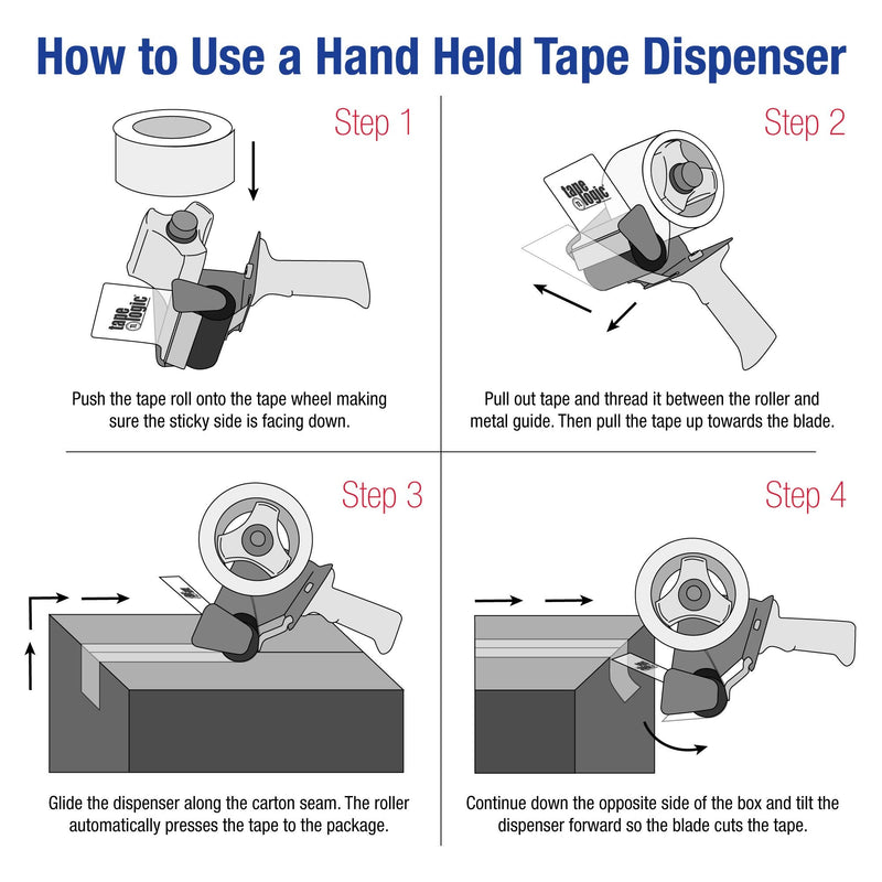 Tape Logic (1 Pack) Industrial Carton Sealing Tape Dispenser, 2", Blue/White 1 Pack