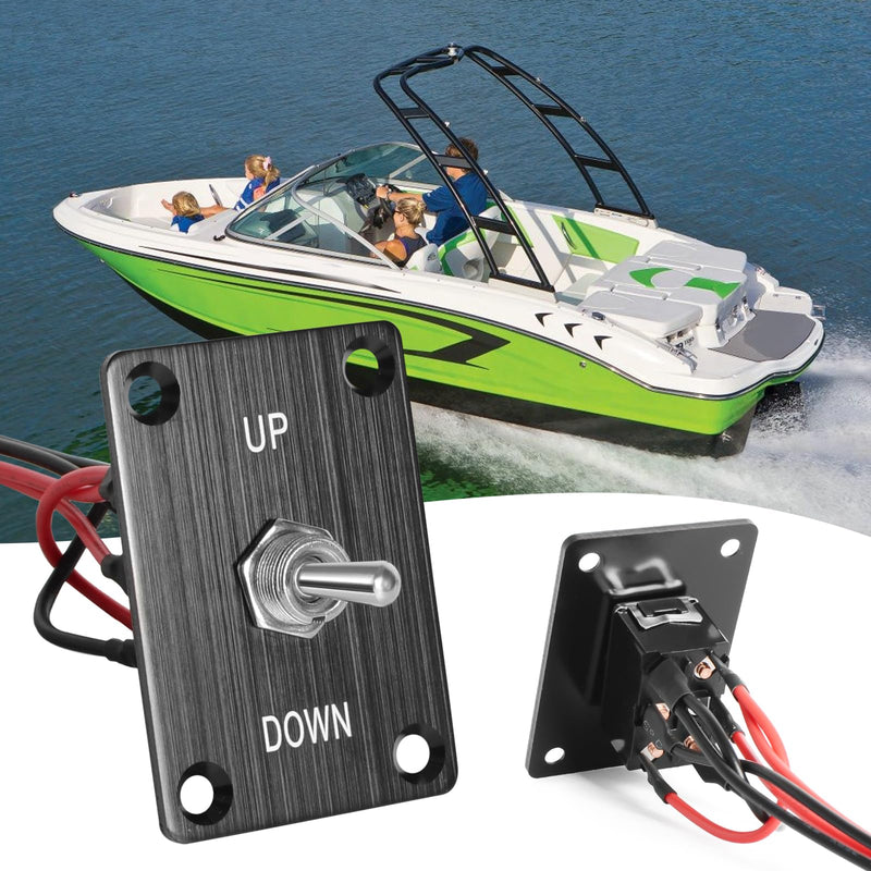 [Australia - AusPower] - Button Switch Rocker Switch Toggle Switch Self Reset Six Pin Three Position UP/Down Prewired Power Transfer Switch with Mounting Plate,Waterproof Cap. Up-Down 
