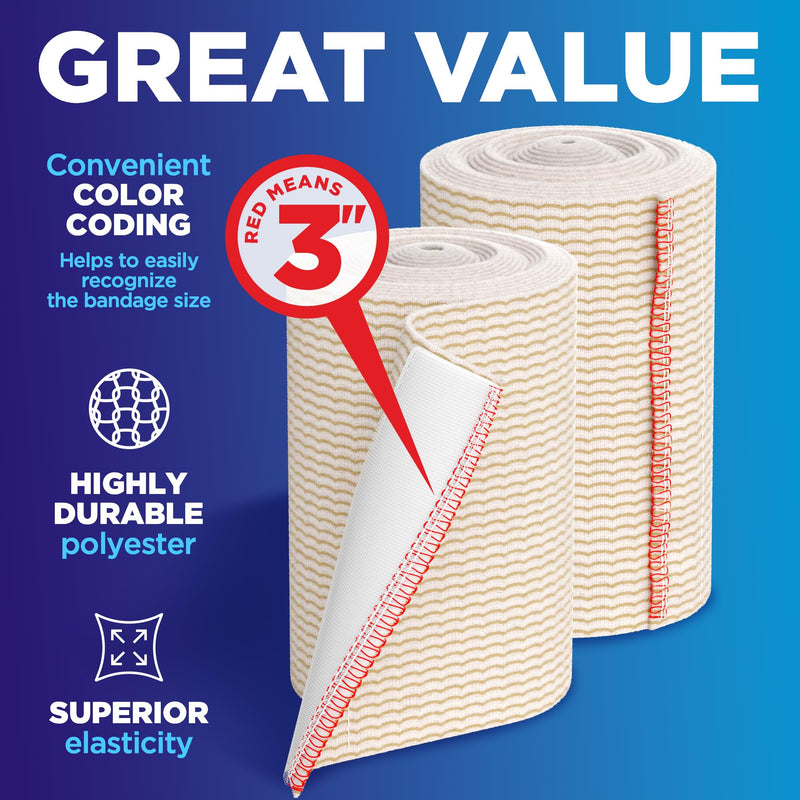 [Australia - AusPower] - Premium Elastic Bandage Wrap - 3” (2pk) - Strong Compression - Self-Closing Reusable Bandages for Legs and Arms - Wrist, Elbow, Foot, Knee Wrap 2 Pack Elastic 3in 