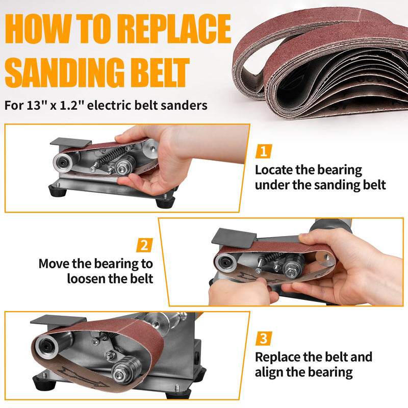[Australia - AusPower] - 20Pcs 1.2" x 13" Replacement Knife Sharpener Sanding Belt, 120/320/600/800/1000 Grit Aluminum Oxide Sanding Belt for Belt Sander Knife Sharpening Wood Metal Polishing 