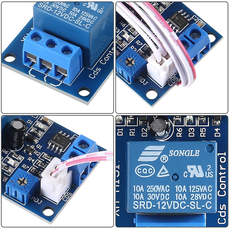 [Australia - AusPower] - 6pcs XH-M131 DC 12V 10A Photoresistor Relay Module, Light Control Switch Photoresistor Relay Module Detection Sensor Automatic Light Control Switch with Cable 