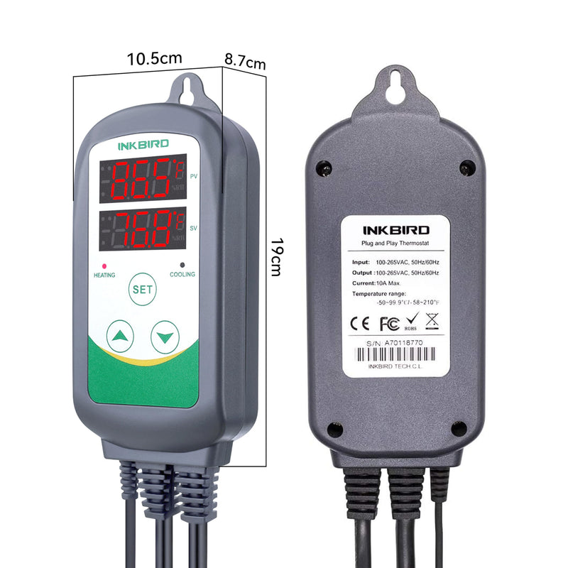 [Australia - AusPower] - Inkbird ITC-308 Digital Temperature Controller Outlet Thermostat 2-Stage 1100W with Sensor Reptile Beer Brewing Kegs Fridge Cured Meat Breeding Growing 