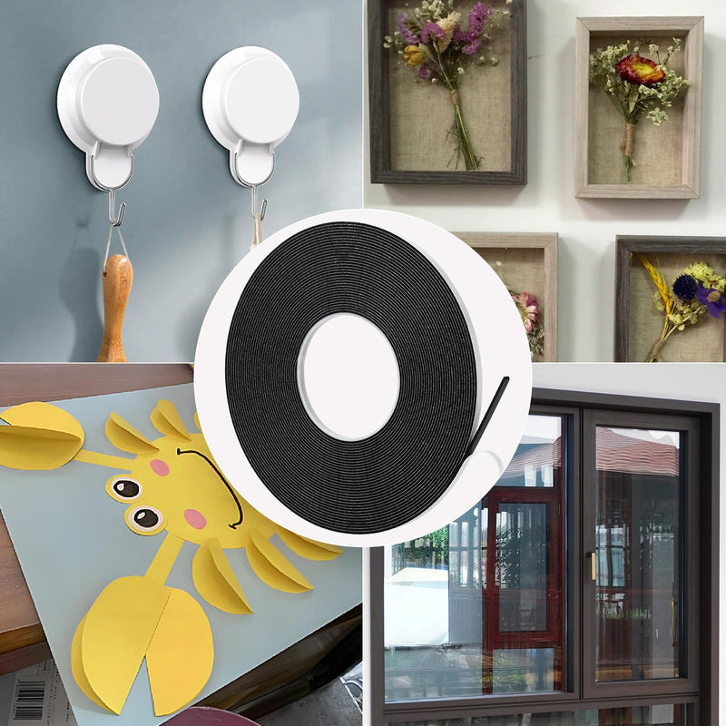 2 Roll of Black Double Sided Foam Tape,PE Foam Tape，Sponge Soft Mounting Adhesive Tape (1/2 Inch by 50 Feet) 1/2 Inch (12mm)