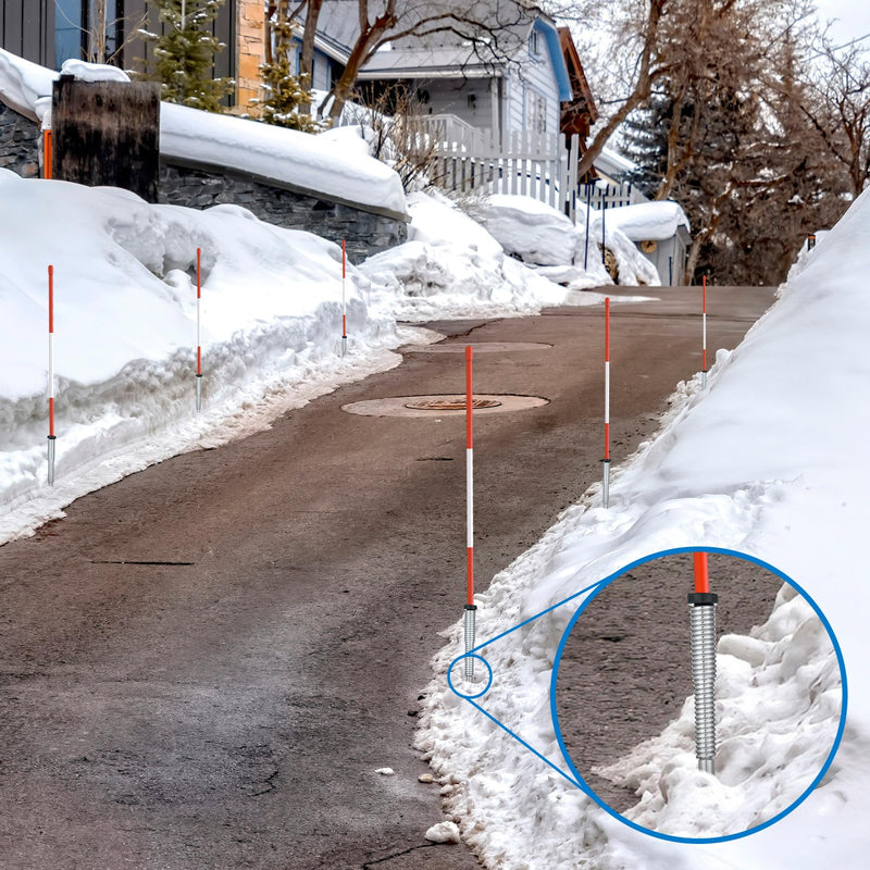 Zonon 3 Pcs Driveway Marker Stake with Spring Back Action Driveway Markers Reflectors for Snow Poles or Rods and Student Drivers, Reflective Silver