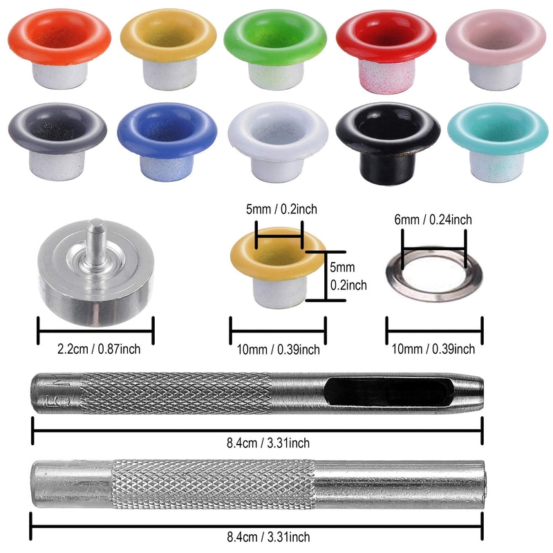 [Australia - AusPower] - YORANYO 400 Sets 3/16 Inch Grommet Mixed Colors Eyelets Kit for Fabric Leather Scrapbooking Card Making Leather Craft Shoes Clothes Bags Fabric Canvas Paper Craft with Install Tool Kit in Storage Box 