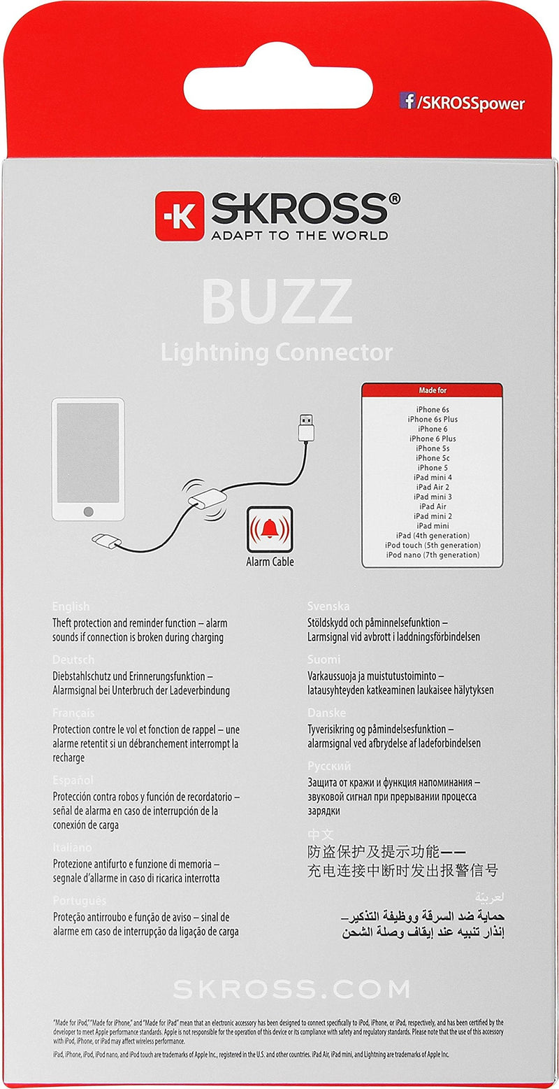 [Australia - AusPower] - Skross Buzz Lightning Connector Charge and Sync Alarm Cable for All Devices with Lightning Connector [SKR2700211] 