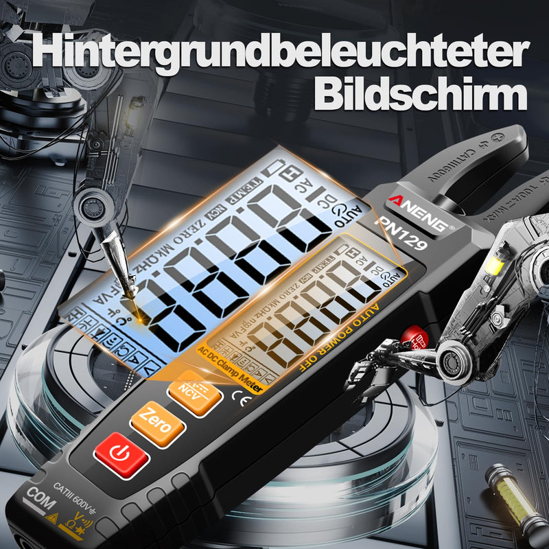 [Australia - AusPower] - ANENG Multimeter PN129 Current Clamp, TRMS 4000 Counts U-shaped Pliers Clamp Meter with AC/DC Current, Voltage, Resistance, Capacity, Continuity, Non-Contact Voltage Detection Tool PN129 (normal version with test kit) 