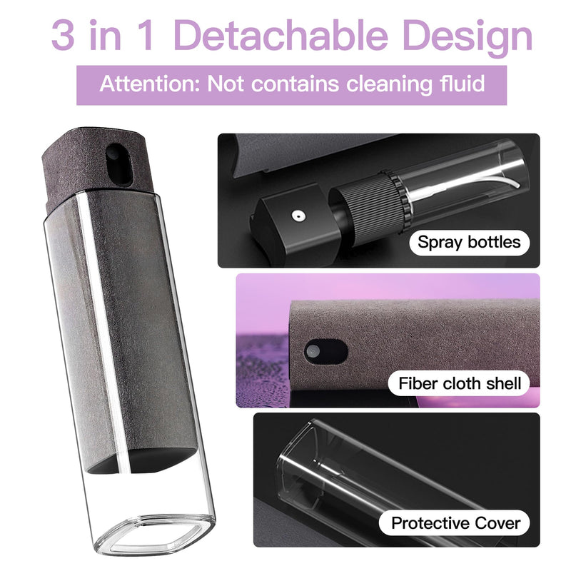[Australia - AusPower] - Touchscreen Screen Cleaner Kit 2 Pcs, Phone, Tablet and Car Screen Cleaner, Two in One Spray and Microfiber Cloth(Grey&Pink) 2 Pcs(Pink+Grey) 