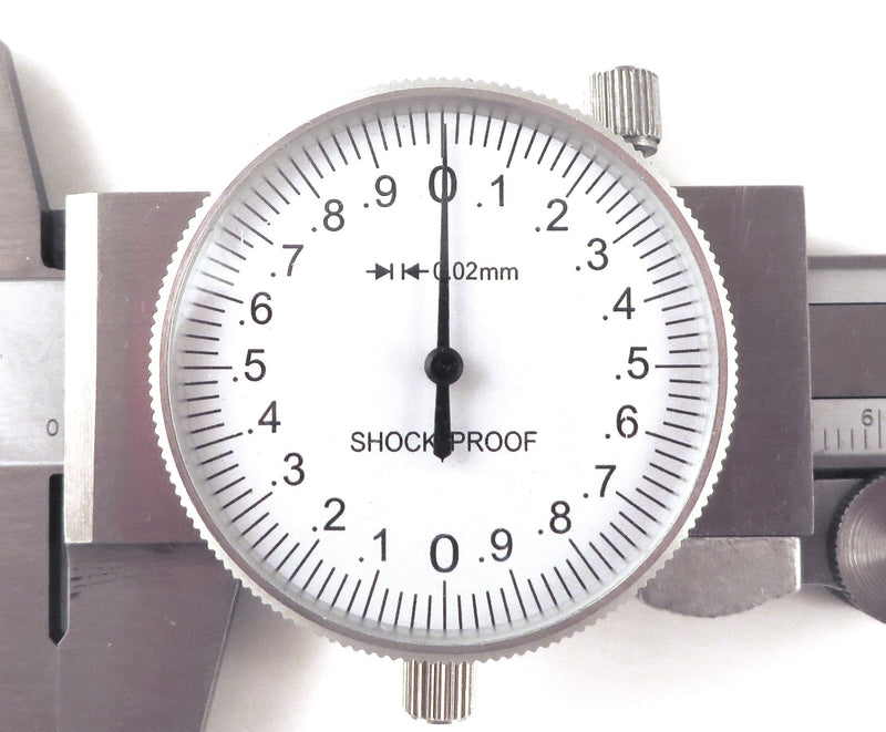 [Australia - AusPower] - 150 mm Metric Dial Calipers Accurate to 0.02 mm per 150 mm Hardened Stainless Steel for Inside, Outside, Step and Depth Measurements MDC-6 