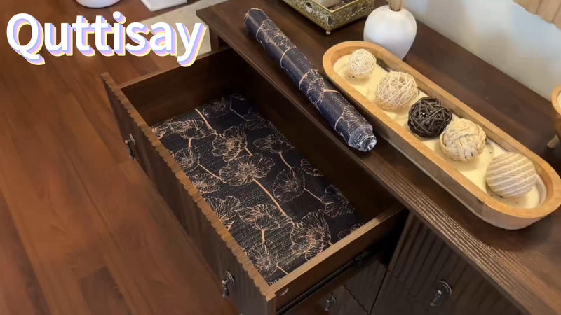 Quttisay Lotus Shelf Liner for Cabinets Kitchen Drawer Liners 23.6in x 10ft 23.6"W x 118.1"L