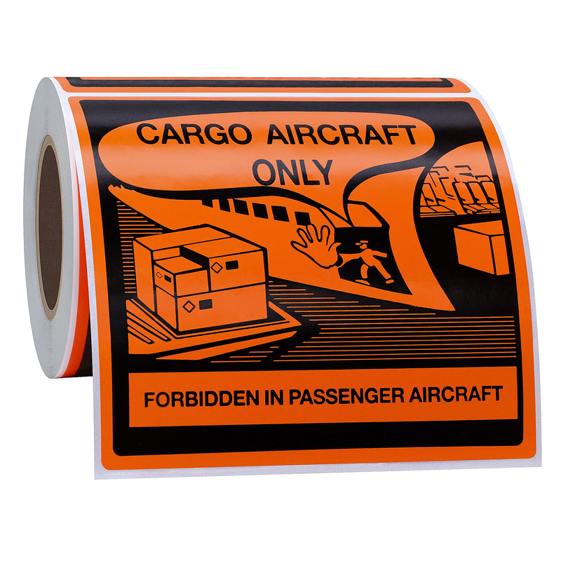 [Australia - AusPower] - Hybsk Cargo Aircraft Only Warning Labels 4 x 4 Inch Total 100 Adhesive Stickers On a Roll 