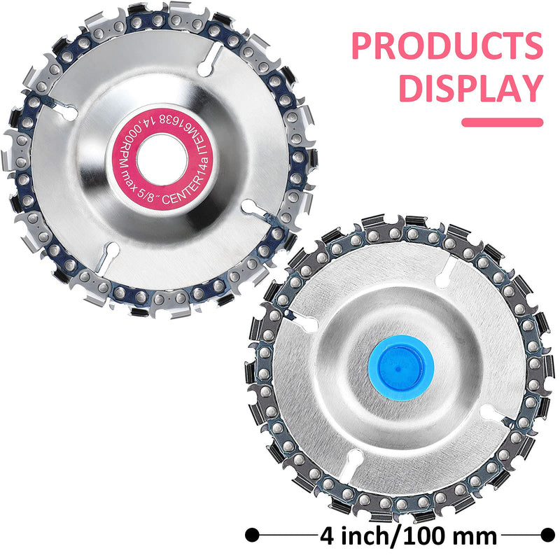 [Australia - AusPower] - 3 Pieces 5/8 Inch Wood Carving Chain Disc 4 Inch 22 Teeth Saw Blade Grinder Wood Carving Disc for 4 Inch/ 4-1/2 Inch Angle Grinder Grinding Shaping Attachment Circular Chainsaw Wheel 