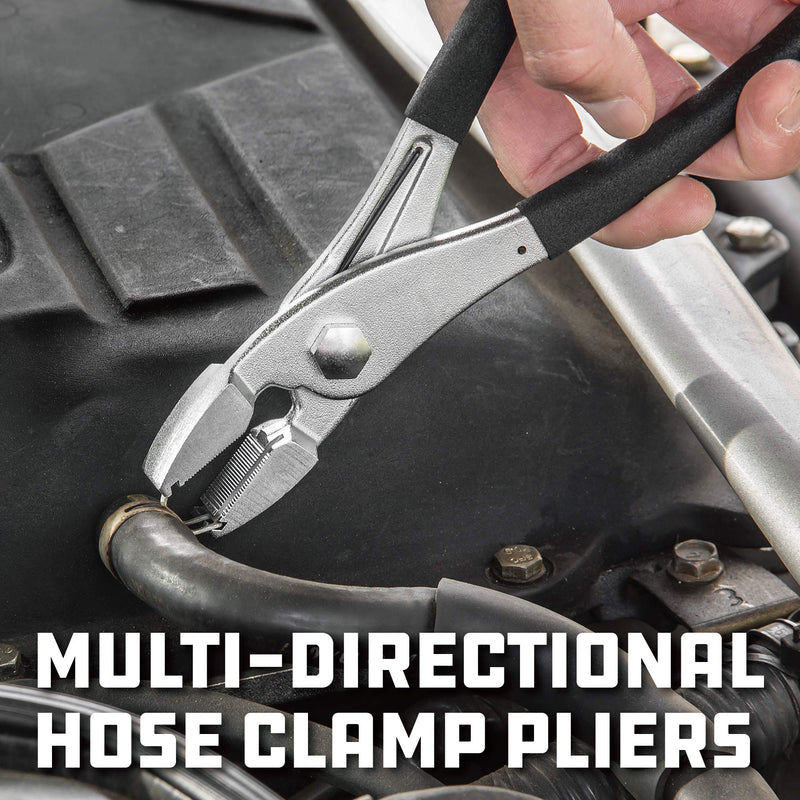 Powerbuilt Multi-Directional Hose Clamp Pliers, Hold Clamps, Fuel Lines and Radiator Hoses, Gripping Plier Jaws - 647868M